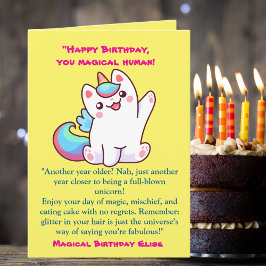 Cute Magic Funny Unicorn Barns födelsedag Hälsning Kort