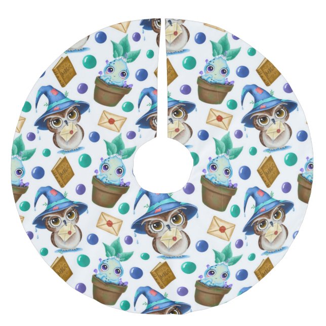 Cute Magic Halloween Mönster Julgransmatta Borstad Polyester (Framsidan)