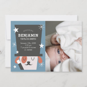Cute Magic Hund Baby Photo Birth Meddelande