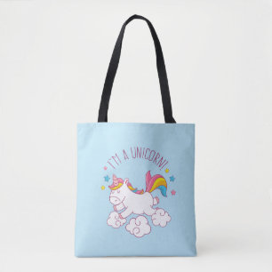 Cute Magic I ÄR EN UNICORN BLUE Tygkasse