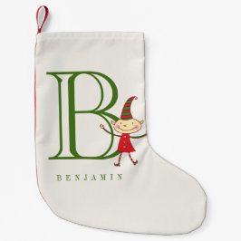 Cute Magic Jul Elf Namn Monogram Helgdag Liten Julstrumpa
