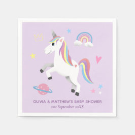Cute Magic Lila Unicorn Girls Baby Shower Pappersservett