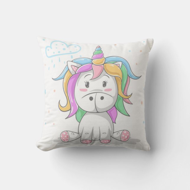 Cute Magic Little Unicorn Kudde (Framsida)