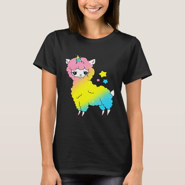 Cute Magic Llama Unicorn Llamacorn T Shirt (Framsida)
