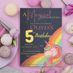 Cute Magic Rainbow Unicorn Gnistra Birth Inbjudningar