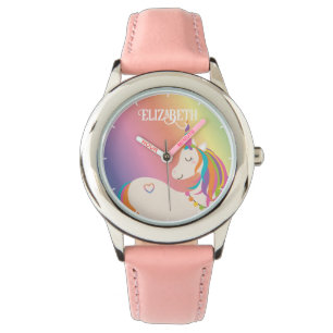 Cute Magic Rainbow Unicorn Personlig Namn Armbandsur