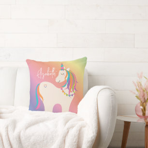 Cute Magic Rainbow Unicorn Personlig Namn Kudde