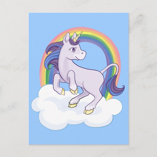 Cute Magic Rainbow Unicorn Vykort (Framsida)