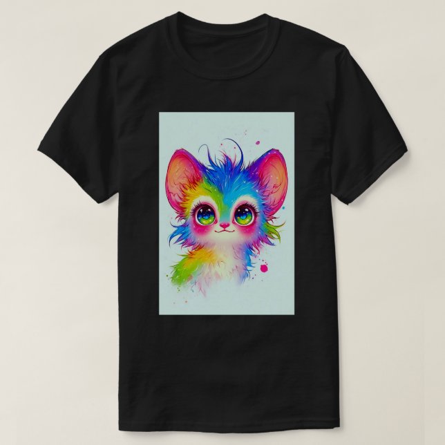 Cute Magic Rave Cat Japanese Anime Art 01 T Shirt (Design framsida)