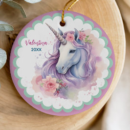 Cute magic rosa Unicorn-helgdag keepsaké Julgransprydnad Keramik
