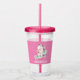 Cute Magic Rosa Unicorn Take Away Mugg