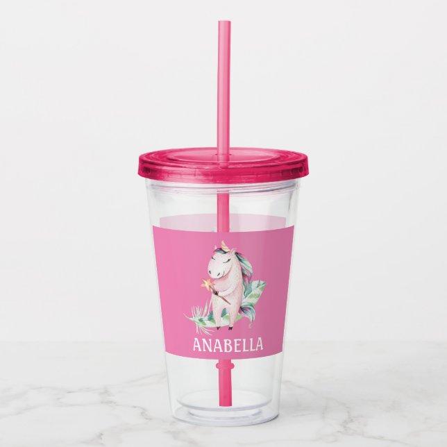 Cute Magic Rosa Unicorn Take Away Mugg (Framsida)