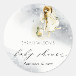 Cute Magic Starry Watercolor Fairy Baby Shower Runt Klistermärke