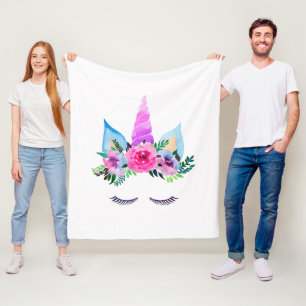 Cute Magic Unicorn Ansikte Fleecefilt