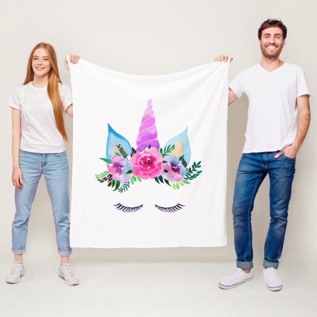 Cute Magic Unicorn Ansikte Fleecefilt (På plats)