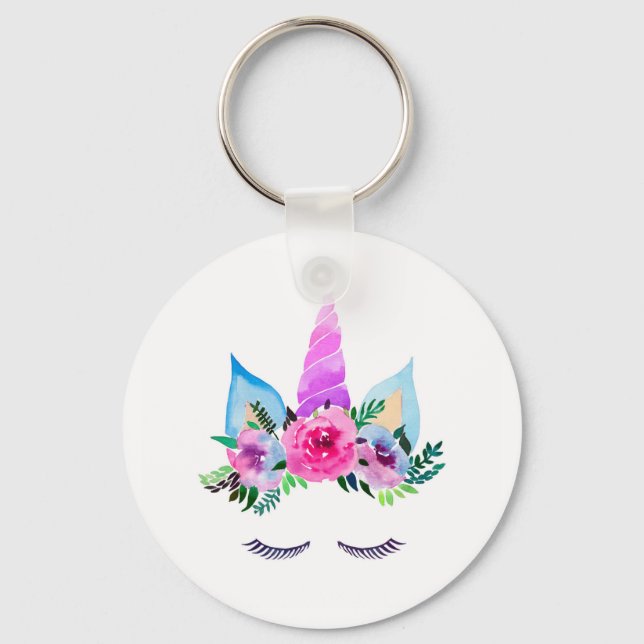 Cute Magic Unicorn Ansikte Nyckelring (Framsida)