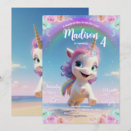 Cute Magic Unicorn Birthday-inbjudan Inbjudningar
