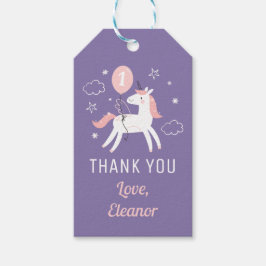 Cute Magic Unicorn Birthday Tack Presentetikett