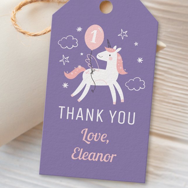 Cute Magic Unicorn Birthday Tack Presentetikett (Skapare uppladdad)