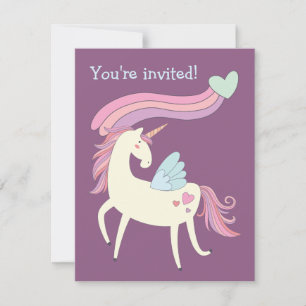 Cute Magic Unicorn Födelsedagsfest inbjudan