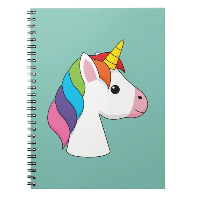 Cute Magic Unicorn med färgstark hårfärg Anteckningsbok (Framsidan)