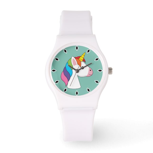 Cute Magic Unicorn med färgstark hårfärg Armbandsur (Framsida)