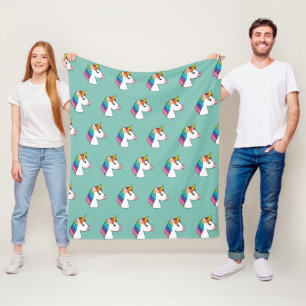 Cute Magic Unicorn med färgstark hårfärg Fleecefilt
