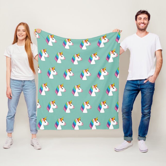 Cute Magic Unicorn med färgstark hårfärg Fleecefilt (På plats)