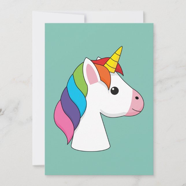 Cute Magic Unicorn med färgstark hårfärg Julkort (Framsida)