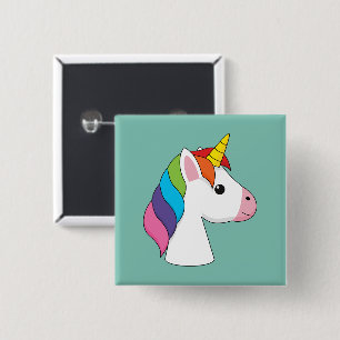 Cute Magic Unicorn med färgstark hårfärg Knapp