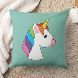 Cute Magic Unicorn med färgstark hårfärg Kudde