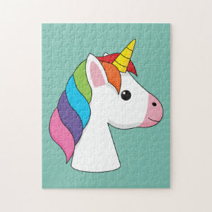 Cute Magic Unicorn med färgstark hårfärg Pussel