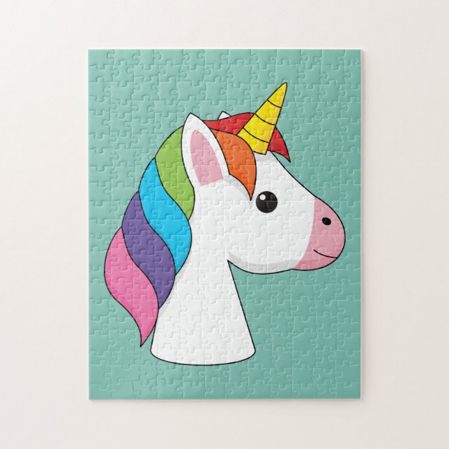 Cute Magic Unicorn med färgstark hårfärg Pussel (Vertikal)