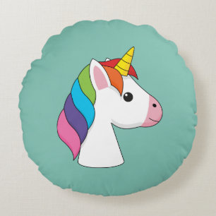Cute Magic Unicorn med färgstark hårfärg Rund Kudde