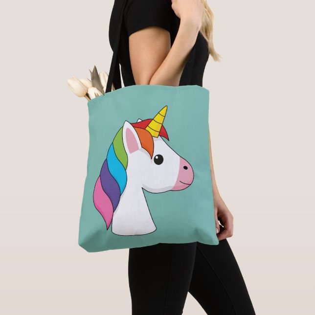 Cute Magic Unicorn med färgstark hårfärg Tygkasse (Närbild)