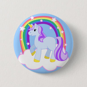 Cute Magic Unicorn med regnbåge (Anpassade) Knapp