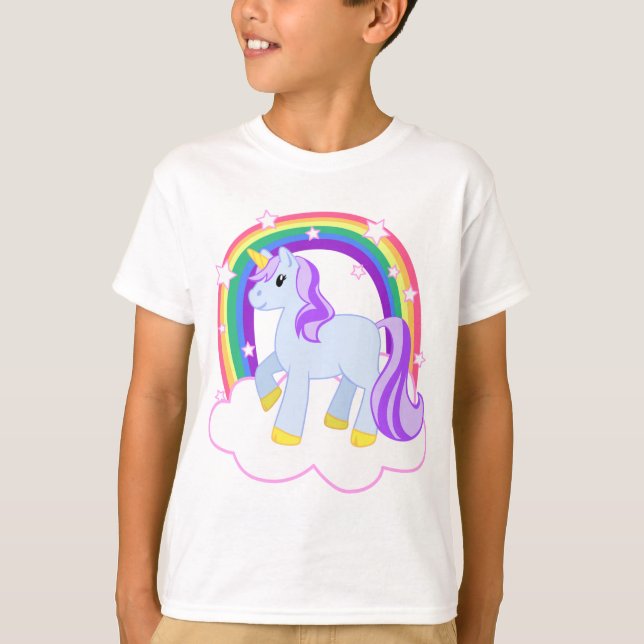 Cute Magic Unicorn med regnbåge (Anpassade) T-shirt (Framsida)