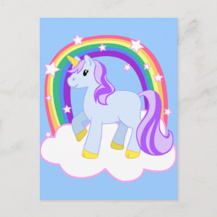 Cute Magic Unicorn med regnbåge (Anpassade) Vykort