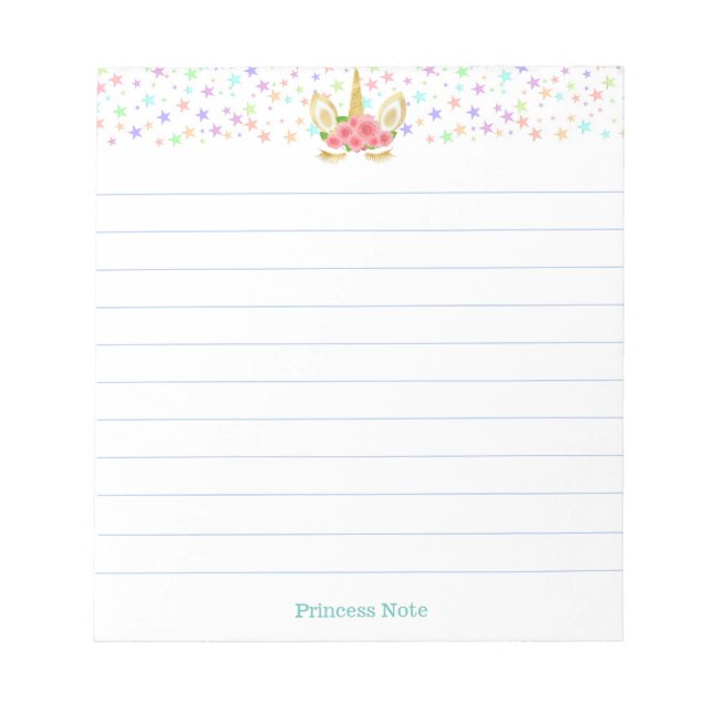 Cute Magic Unicorn & Multifärgad Stars Lear Anteckningsblock (Framsida)