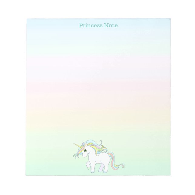 Cute Magic Unicorn på Pastel Färg Anteckningsblock (Framsida)