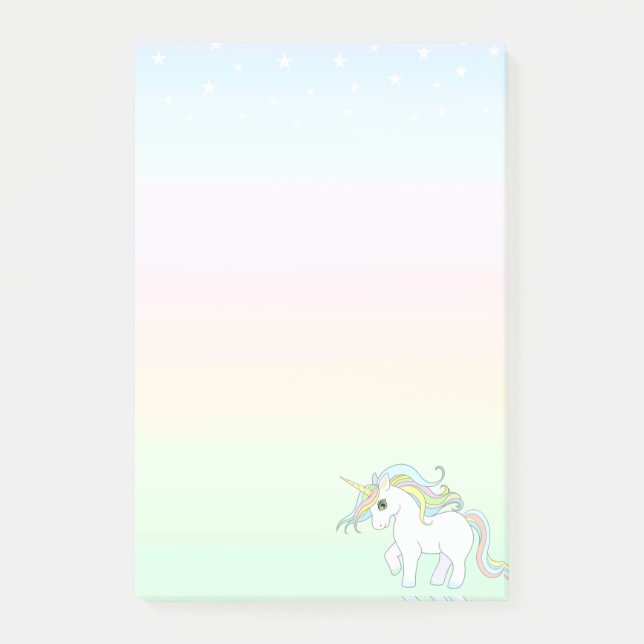 Cute Magic Unicorn på Pastel Färg Post-it Notes (Framsida)