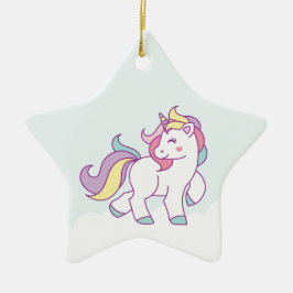 Cute Magic Unicorn Pastel färg, Personlig Julgransprydnad Keramik