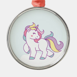 Cute Magic Unicorn Pastel färg Personlig Julgransprydnad Metall