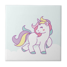 Cute Magic Unicorn Pastel färg, Personlig Kakelplatta