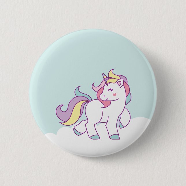 Cute Magic Unicorn Pastel färg Personlig Knapp (Framsida)