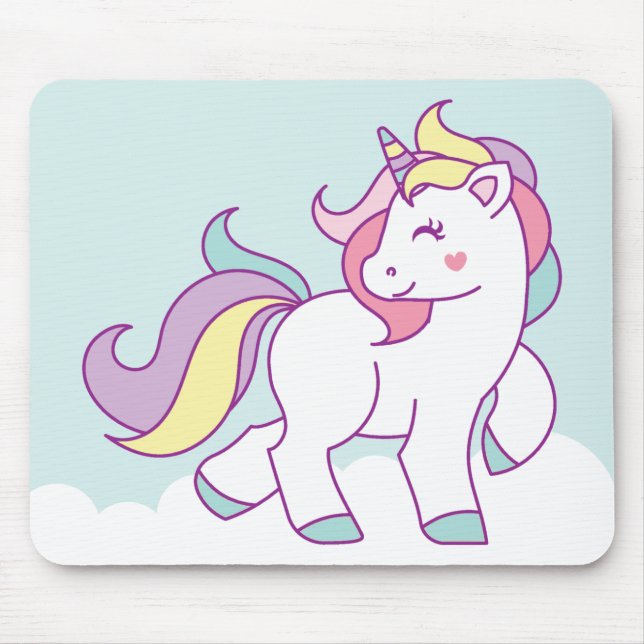 Cute Magic Unicorn Pastel färg Personlig Musmatta (Framsidan)
