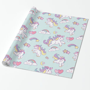 Cute Magic Unicorn Pastel färg, Personlig Presentpapper