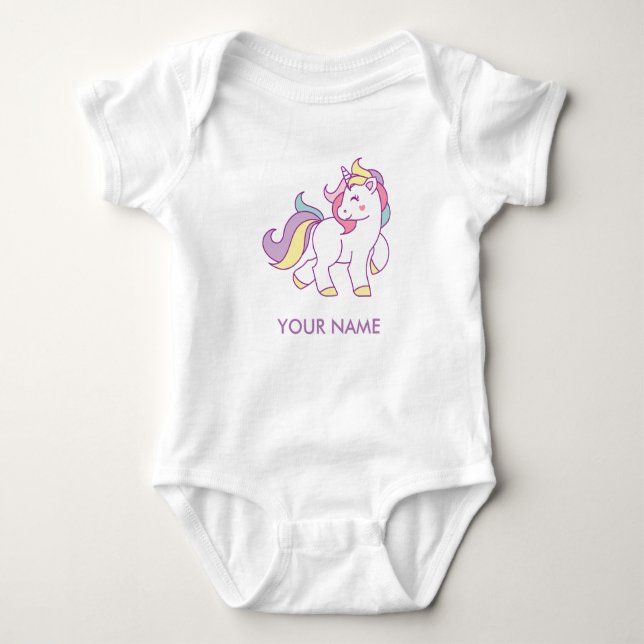 Cute Magic Unicorn Pastel färg Personlig Tröja (Framsida)