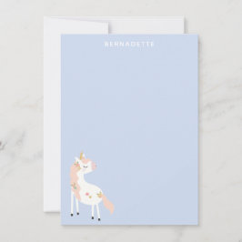 Cute Magic Unicorn Pastel Rosa Lila Guld Namn Tack Kort