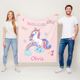 Cute Magic Unicorn Personlig Fleecefilt